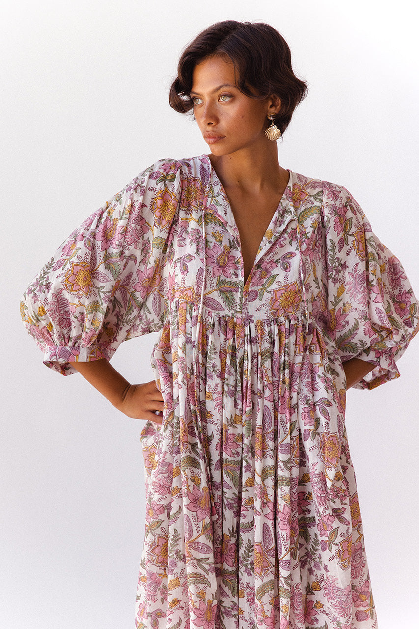 Kyra Midi Dress ~ Fuchsia Bloom