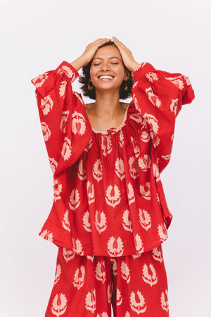 Ria Blouse ~ Ruby Red