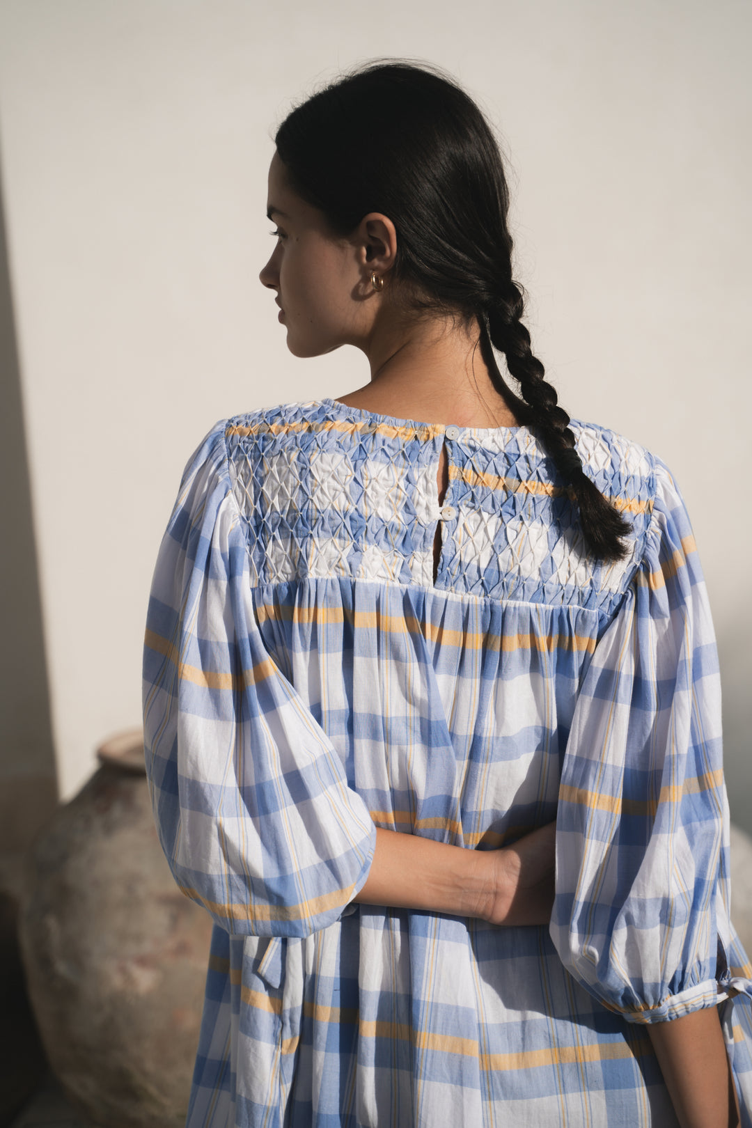 Freya Dress ~ Periwinkle Blue Plaid