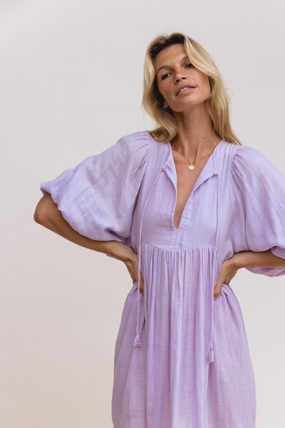 Kyra Mini Dress ~ Lilac Gauze